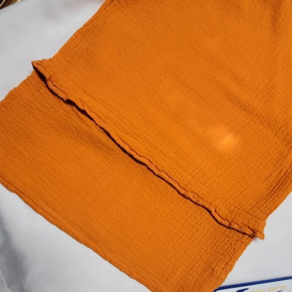 𝅺DUNES Vibrant Orange Cotton Oversized Long Sleeve Blouse- Size S, Size M - Picture 5 of 13